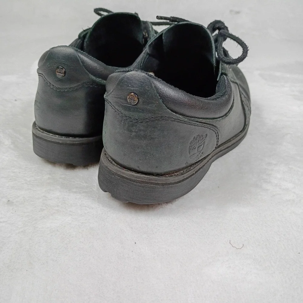 Timberland Waterproof Black Leather Oxford Shoes Boys 3.5 34900M Lug‎ Sole